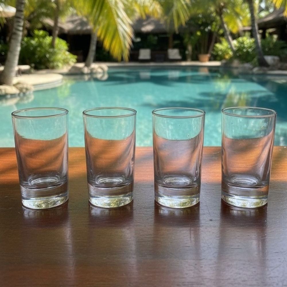 Tommy Bahama Purple Clear Acrylic Tumblers Set‎ Of 4 BPA FREE Indoor/Outdoor